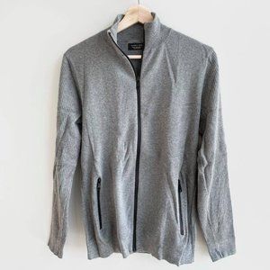 Zara Men's Grey Sweater with Front Zip-Up
